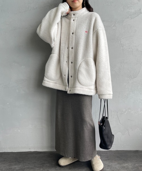 DANTON（ダントン）の「[DANTON/ダントン] スタンドカラー ダブルフェイスボアフリースカーディガン（ブルゾン・レディース・オフホワイト/ブラック/チャコールグレー・L/M/S）」の4枚目の写真