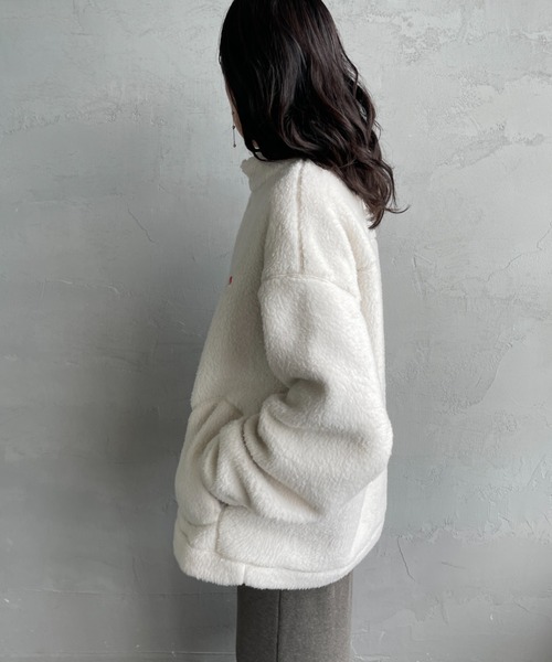 DANTON（ダントン）の「[DANTON/ダントン] スタンドカラー ダブルフェイスボアフリースカーディガン（ブルゾン・レディース・オフホワイト/ブラック/チャコールグレー・L/M/S）」の14枚目の写真