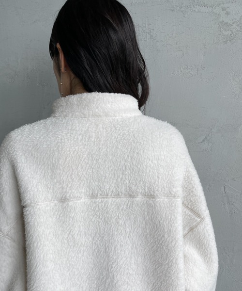 DANTON（ダントン）の「[DANTON/ダントン] スタンドカラー ダブルフェイスボアフリースカーディガン（ブルゾン・レディース・オフホワイト/ブラック/チャコールグレー・L/M/S）」の20枚目の写真