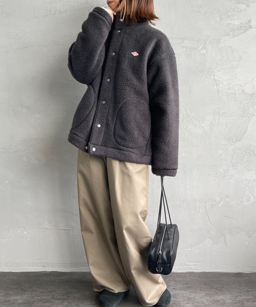 DANTON（ダントン）の「[DANTON/ダントン] スタンドカラー ダブルフェイスボアフリースカーディガン（ブルゾン・レディース・オフホワイト/ブラック/チャコールグレー・L/M/S）」の9枚目の写真