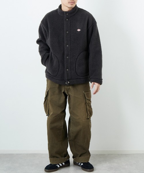 DANTON フリースカーディガン DANTON｜【30%OFF】スタンドカラーボアフリースカーディガン dt
