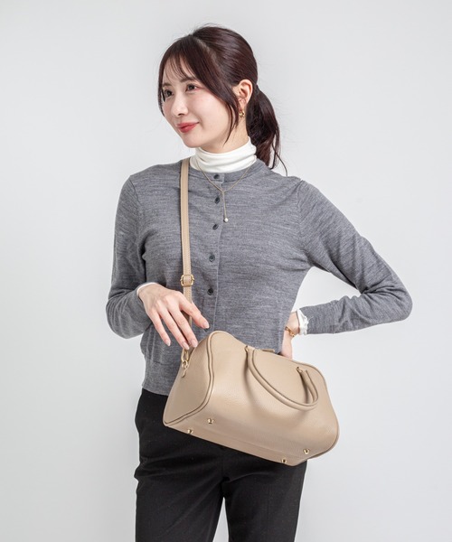 AULENTTI（オウレンティ）の「【AULENTTI/オウレンティ】2WAY レザー ミニボストンバッグ イタリア製（ボストンバッグ・レディース・ブラック/ダークベージュ/ベージュ・FREE）」の22枚目の写真