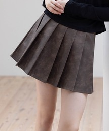 clear | アンティークレザープリーツミニスカート(セット可)[カジュアル 着回し抜群 大人]≪AW新作≫(スカート)