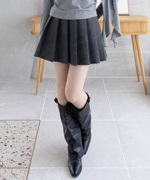 clear | アンティークレザープリーツミニスカート(セット可)[カジュアル 着回し抜群 大人]≪AW新作≫(スカート)