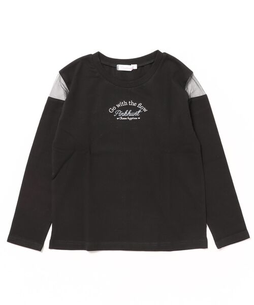 PINKHUNT（ピンクハント）の「PINKHUNT ピンクハント 肩シースルー開きロンT 0893K（Tシャツ/カットソー・キッズ・ホワイト/ブラック/ベビーピンク・120cm/130cm/140cm/150cm/160cm）」の5枚目の写真