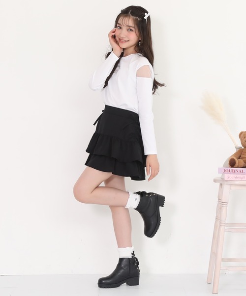 PINKHUNT（ピンクハント）の「PINKHUNT ピンクハント 肩シースルー開きロンT 0893K（Tシャツ/カットソー・キッズ・ホワイト/ブラック/ベビーピンク・120cm/130cm/140cm/150cm/160cm）」の10枚目の写真