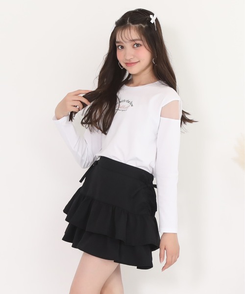 PINKHUNT（ピンクハント）の「PINKHUNT ピンクハント 肩シースルー開きロンT 0893K（Tシャツ/カットソー・キッズ・ホワイト/ブラック/ベビーピンク・120cm/130cm/140cm/150cm/160cm）」の13枚目の写真