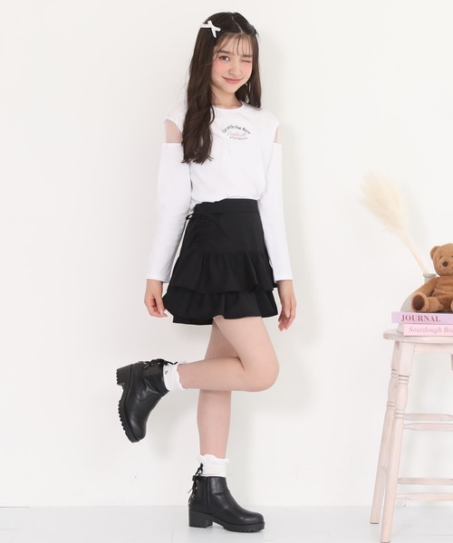 PINKHUNT（ピンクハント）の「PINKHUNT ピンクハント 肩シースルー開きロンT 0893K（Tシャツ/カットソー・キッズ・ホワイト/ブラック/ベビーピンク・120cm/130cm/140cm/150cm/160cm）」の14枚目の写真