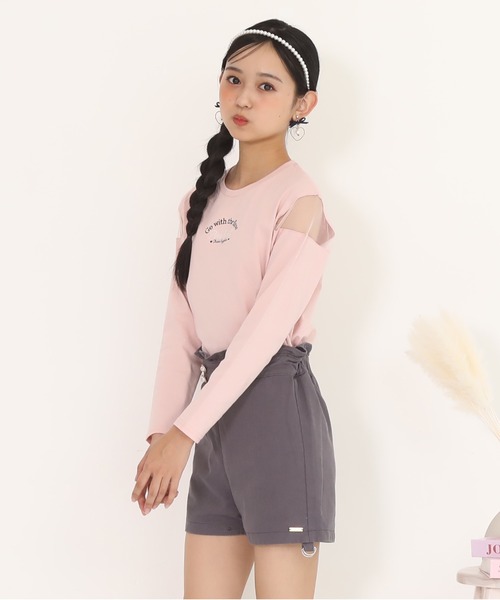 PINKHUNT（ピンクハント）の「PINKHUNT ピンクハント 肩シースルー開きロンT 0893K（Tシャツ/カットソー・キッズ・ホワイト/ブラック/ベビーピンク・120cm/130cm/140cm/150cm/160cm）」の20枚目の写真