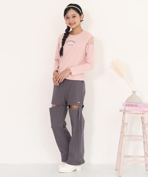 PINKHUNT（ピンクハント）の「PINKHUNT ピンクハント 肩シースルー開きロンT 0893K（Tシャツ/カットソー・キッズ・ホワイト/ブラック/ベビーピンク・120cm/130cm/140cm/150cm/160cm）」の21枚目の写真