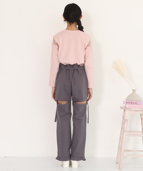 PINKHUNT（ピンクハント）の「PINKHUNT ピンクハント 肩シースルー開きロンT 0893K（Tシャツ/カットソー・キッズ・ホワイト/ブラック/ベビーピンク・120cm/130cm/140cm/150cm/160cm）」の18枚目の写真