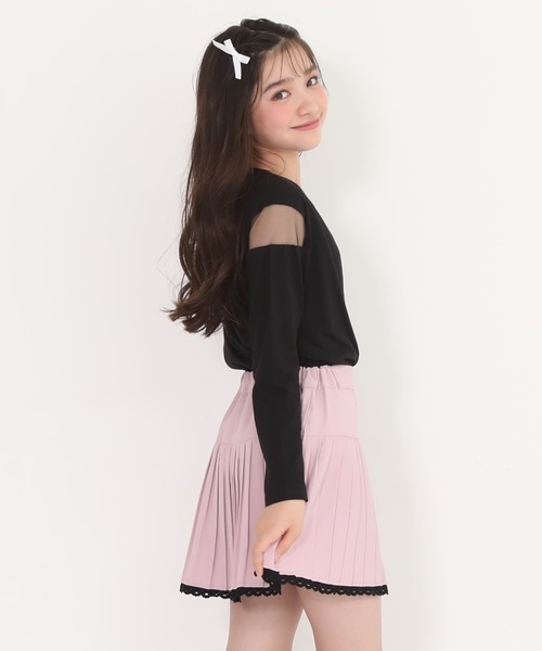 PINKHUNT（ピンクハント）の「PINKHUNT ピンクハント 肩シースルー開きロンT 0893K（Tシャツ/カットソー・キッズ・ホワイト/ブラック/ベビーピンク・120cm/130cm/140cm/150cm/160cm）」の8枚目の写真