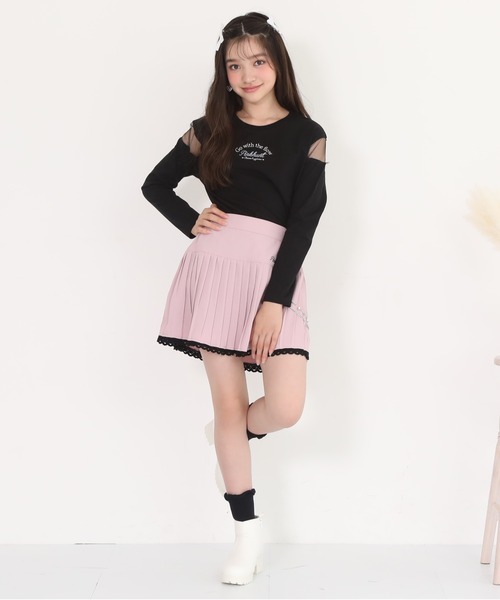 PINKHUNT（ピンクハント）の「PINKHUNT ピンクハント 肩シースルー開きロンT 0893K（Tシャツ/カットソー・キッズ・ホワイト/ブラック/ベビーピンク・120cm/130cm/140cm/150cm/160cm）」の6枚目の写真