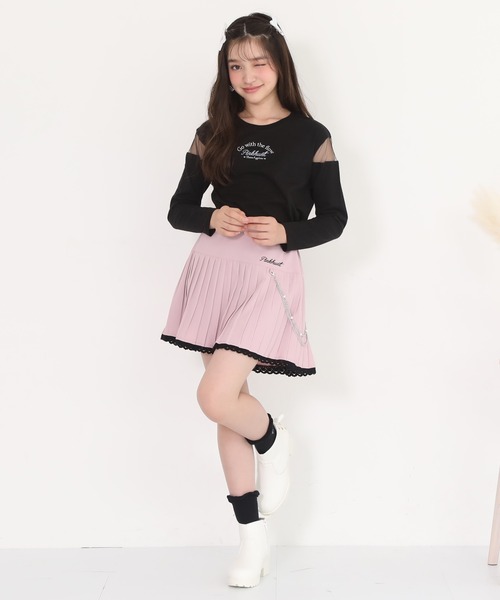 PINKHUNT（ピンクハント）の「PINKHUNT ピンクハント 肩シースルー開きロンT 0893K（Tシャツ/カットソー・キッズ・ホワイト/ブラック/ベビーピンク・120cm/130cm/140cm/150cm/160cm）」の7枚目の写真