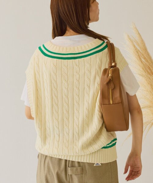 GEVACO（ゲバコ）の「【GEVACO】チルデンニットベスト（ベスト・レディース・アイボリー/ネイビー・ONE SIZE）」の7枚目の写真