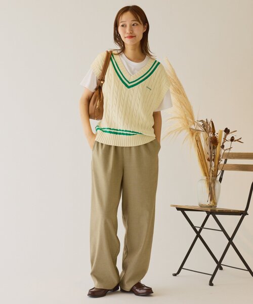 GEVACO（ゲバコ）の「【GEVACO】チルデンニットベスト（ベスト・レディース・アイボリー/ネイビー・ONE SIZE）」の9枚目の写真