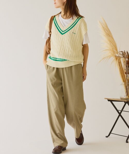 GEVACO（ゲバコ）の「【GEVACO】チルデンニットベスト（ベスト・レディース・アイボリー/ネイビー・ONE SIZE）」の10枚目の写真