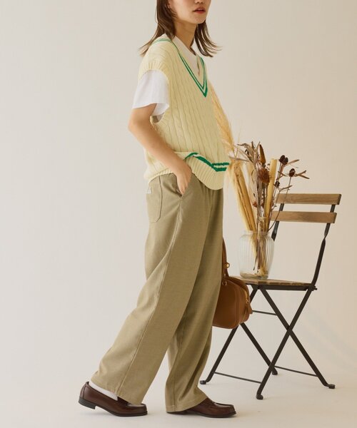 GEVACO（ゲバコ）の「【GEVACO】チルデンニットベスト（ベスト・レディース・アイボリー/ネイビー・ONE SIZE）」の13枚目の写真