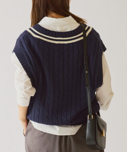 GEVACO（ゲバコ）の「【GEVACO】チルデンニットベスト（ベスト・レディース・アイボリー/ネイビー・ONE SIZE）」の19枚目の写真