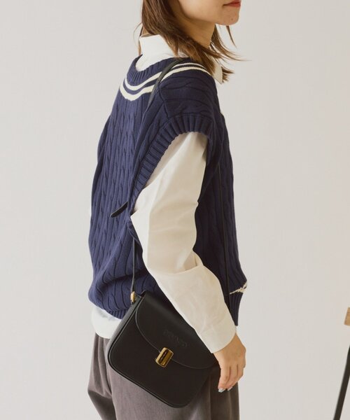 GEVACO（ゲバコ）の「【GEVACO】チルデンニットベスト（ベスト・レディース・アイボリー/ネイビー・ONE SIZE）」の20枚目の写真