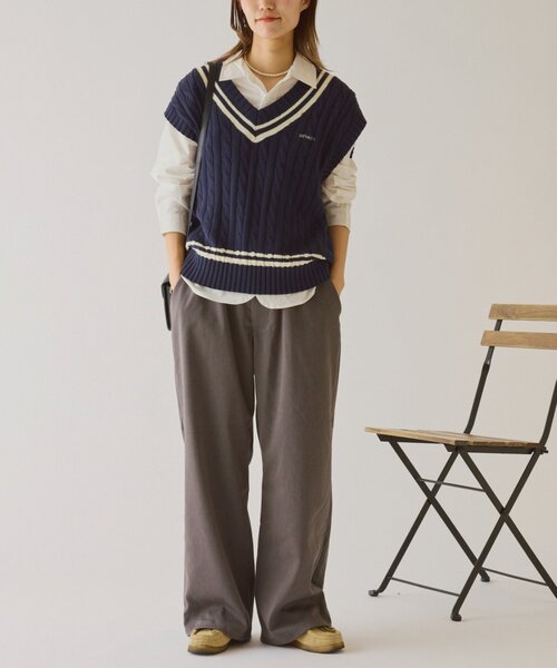 GEVACO（ゲバコ）の「【GEVACO】チルデンニットベスト（ベスト・レディース・アイボリー/ネイビー・ONE SIZE）」の21枚目の写真