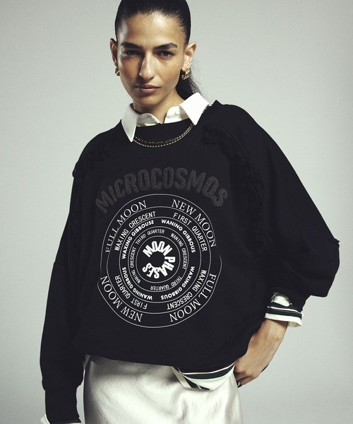ROSE BUD GENE HEAVENS ロゴ フリンジ スウェット GENE HEAVENS)EMBROIDERY PRINT FRINGE SWEAT（スウェット