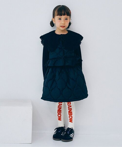 ジュニア対応】レーストリムフリル衿カットソートップス（Tシャツ