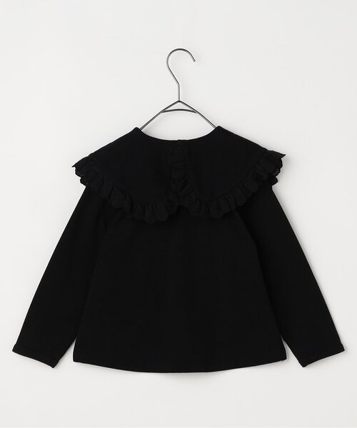 ジュニア対応】レーストリムフリル衿カットソートップス（Tシャツ