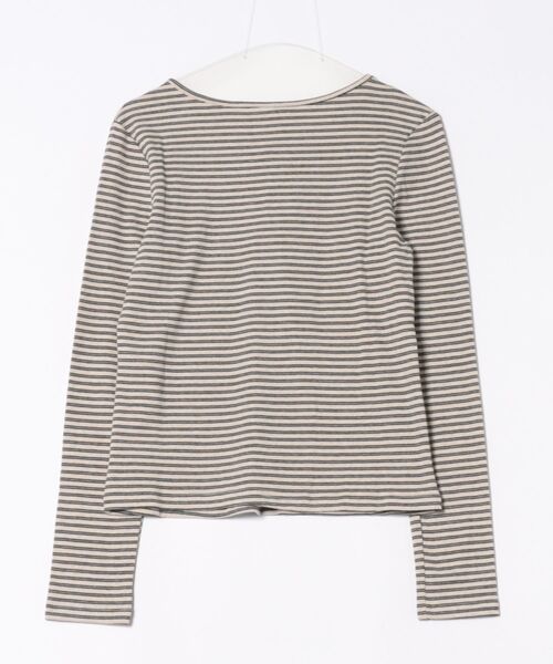 WESTSEA(ウエストシー)の「ヘンリーネック ボーダー長袖 トップス ストレッチ付(Tシャツ/カットソー・レディース・アイボリー/ブラック・L/M)」の13枚目の写真