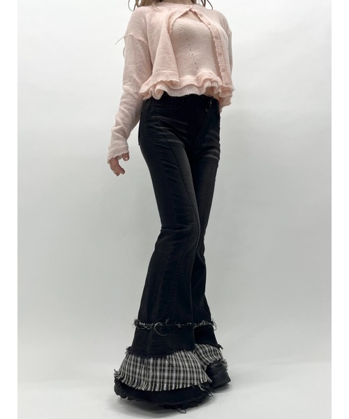 MORE self LOVE(モアセルフラブ)の「チェックパッチワークデニム(デニムパンツ・レディース・ブラック/ブルー・SMALL/MEDIUM)」の10枚目の写真