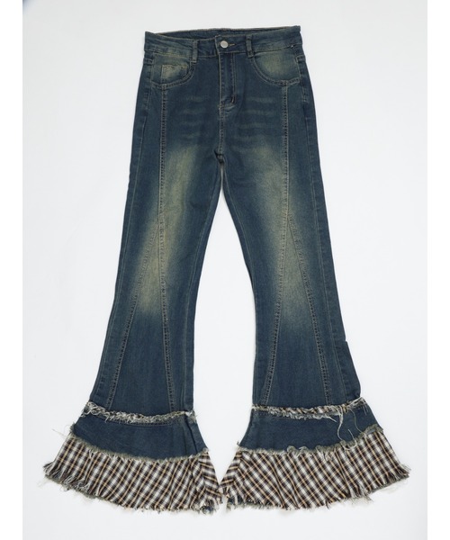 MORE self LOVE(モアセルフラブ)の「チェックパッチワークデニム(デニムパンツ・レディース・ブラック/ブルー・SMALL/MEDIUM)」の19枚目の写真