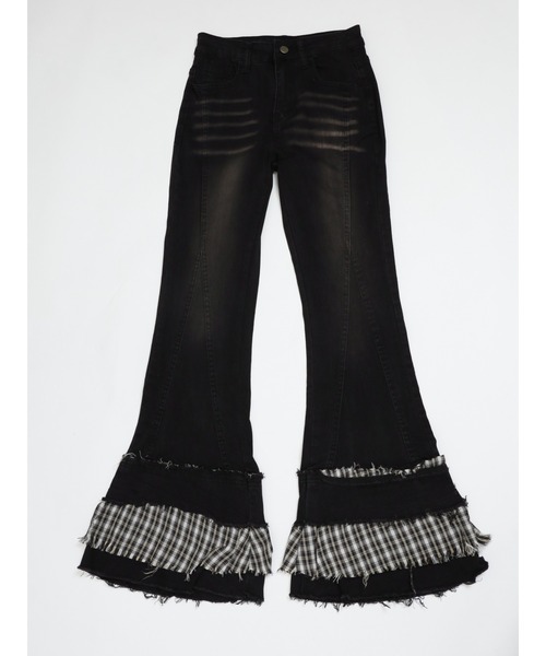 MORE self LOVE(モアセルフラブ)の「チェックパッチワークデニム(デニムパンツ・レディース・ブラック/ブルー・SMALL/MEDIUM)」の20枚目の写真