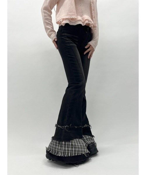 MORE self LOVE(モアセルフラブ)の「チェックパッチワークデニム(デニムパンツ・レディース・ブラック/ブルー・SMALL/MEDIUM)」の17枚目の写真