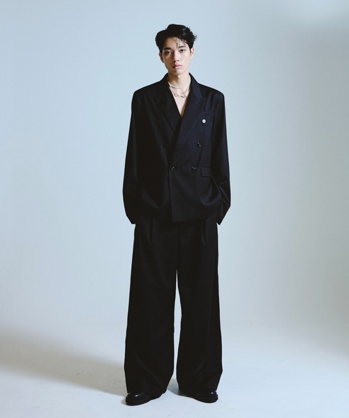 CAMPHOR WOOD（カンファーウッド）の「double breasted tailored jacket / ダブルブレストピークドラペルテーラードジャケット（テーラードジャケット・メンズ・グレー/ブラック・SMALL/MEDIUM/LARGE）」の7枚目の写真