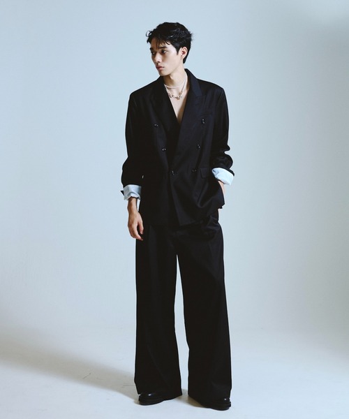 CAMPHOR WOOD（カンファーウッド）の「double breasted tailored jacket / ダブルブレストピークドラペルテーラードジャケット（テーラードジャケット・メンズ・グレー/ブラック・SMALL/MEDIUM/LARGE）」の9枚目の写真