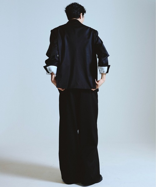 CAMPHOR WOOD（カンファーウッド）の「double breasted tailored jacket / ダブルブレストピークドラペルテーラードジャケット（テーラードジャケット・メンズ・グレー/ブラック・SMALL/MEDIUM/LARGE）」の10枚目の写真