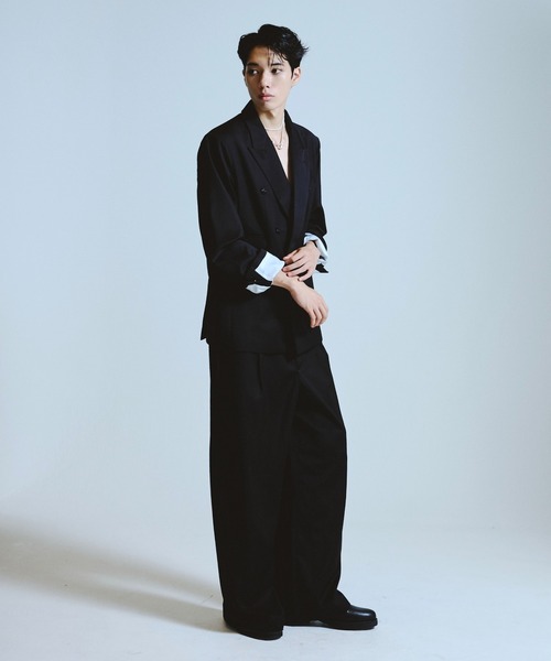 CAMPHOR WOOD（カンファーウッド）の「double breasted tailored jacket / ダブルブレストピークドラペルテーラードジャケット（テーラードジャケット・メンズ・グレー/ブラック・SMALL/MEDIUM/LARGE）」の11枚目の写真
