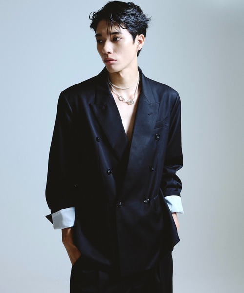 CAMPHOR WOOD（カンファーウッド）の「double breasted tailored jacket / ダブルブレストピークドラペルテーラードジャケット（テーラードジャケット・メンズ・グレー/ブラック・SMALL/MEDIUM/LARGE）」の12枚目の写真
