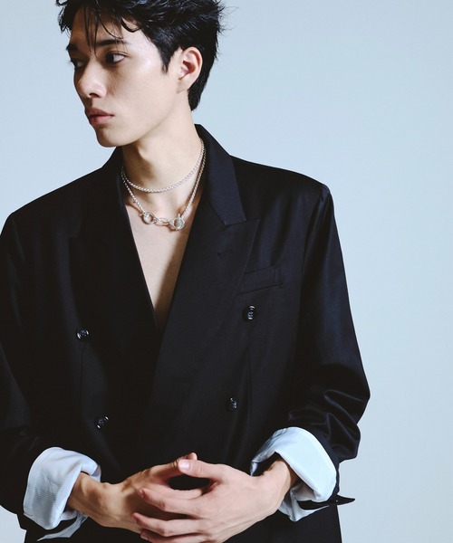 CAMPHOR WOOD（カンファーウッド）の「double breasted tailored jacket / ダブルブレストピークドラペルテーラードジャケット（テーラードジャケット・メンズ・グレー/ブラック・SMALL/MEDIUM/LARGE）」の13枚目の写真