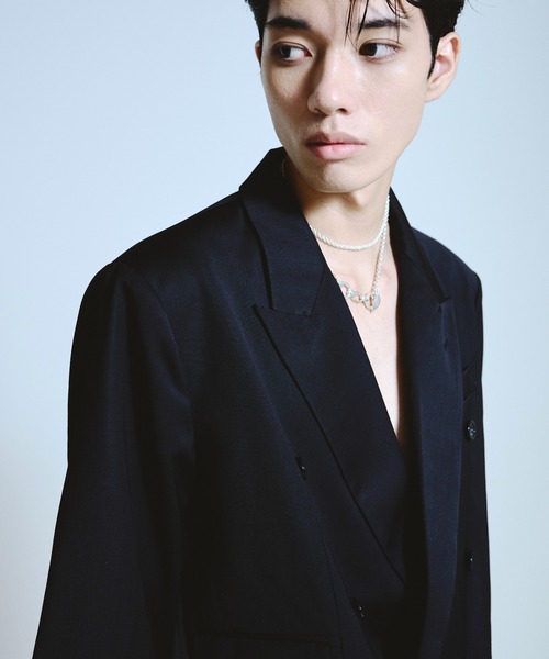 CAMPHOR WOOD（カンファーウッド）の「double breasted tailored jacket / ダブルブレストピークドラペルテーラードジャケット（テーラードジャケット・メンズ・グレー/ブラック・SMALL/MEDIUM/LARGE）」の16枚目の写真
