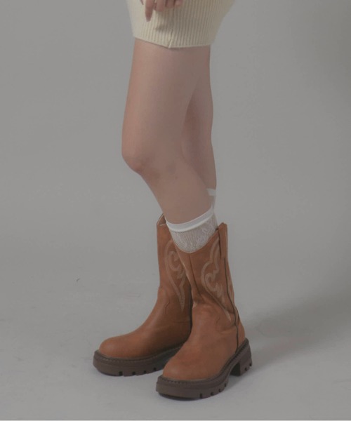 Chick(チック)の「Stitch Western Boots / ステッチウエスタンブーツ(ブーツ・レディース・ダークブラウン/ブラウン・23cm/24cm/22.5cm/23.5cm)」の22枚目の写真