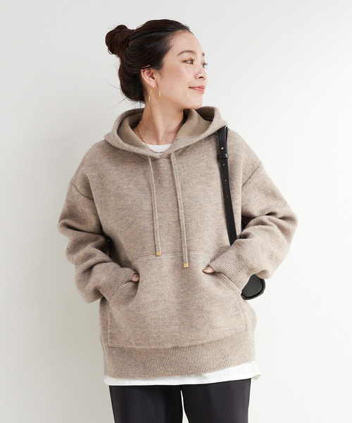 セール】手洗い可 / カラーネップフードプルオーバー（ニット/セーター