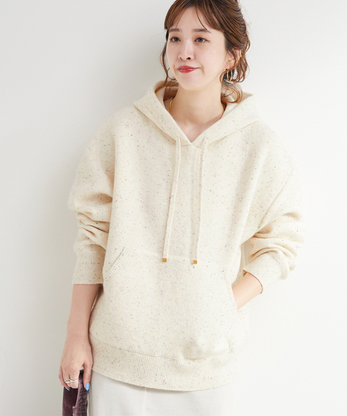 Simplicite（サンプリシテ）の「手洗い可 / カラーネップフードプルオーバー（ニット/セーター・レディース・ブラウン/ライトグリーン/アイボリー・FREE）」の2枚目の写真