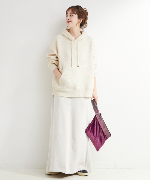 Simplicite（サンプリシテ）の「手洗い可 / カラーネップフードプルオーバー（ニット/セーター・レディース・ブラウン/ライトグリーン/アイボリー・FREE）」の4枚目の写真