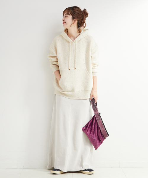 Simplicite（サンプリシテ）の「手洗い可 / カラーネップフードプルオーバー（ニット/セーター・レディース・ブラウン/ライトグリーン/アイボリー・FREE）」の5枚目の写真