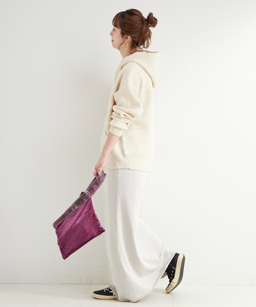 Simplicite（サンプリシテ）の「手洗い可 / カラーネップフードプルオーバー（ニット/セーター・レディース・ブラウン/ライトグリーン/アイボリー・FREE）」の7枚目の写真