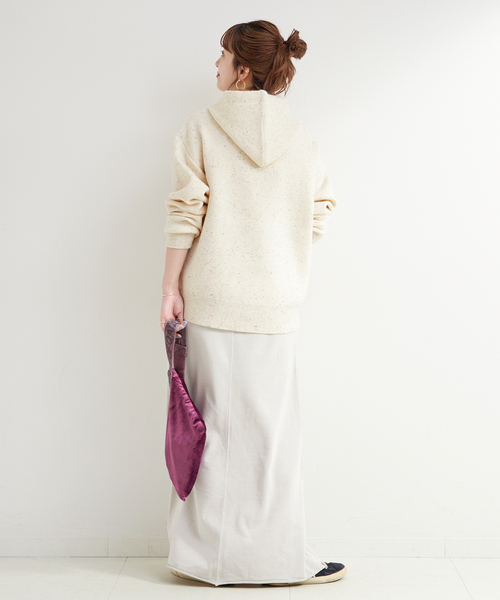 Simplicite（サンプリシテ）の「手洗い可 / カラーネップフードプルオーバー（ニット/セーター・レディース・ブラウン/ライトグリーン/アイボリー・FREE）」の8枚目の写真