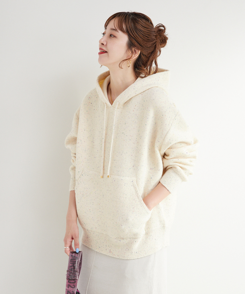 Simplicite（サンプリシテ）の「手洗い可 / カラーネップフードプルオーバー（ニット/セーター・レディース・ブラウン/ライトグリーン/アイボリー・FREE）」の10枚目の写真