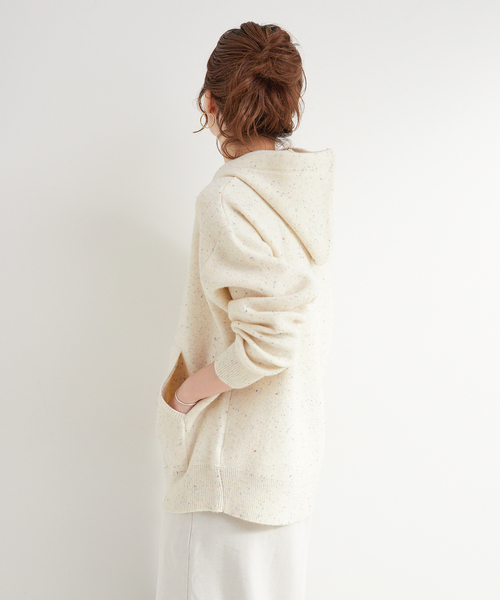 Simplicite（サンプリシテ）の「手洗い可 / カラーネップフードプルオーバー（ニット/セーター・レディース・ブラウン/ライトグリーン/アイボリー・FREE）」の11枚目の写真