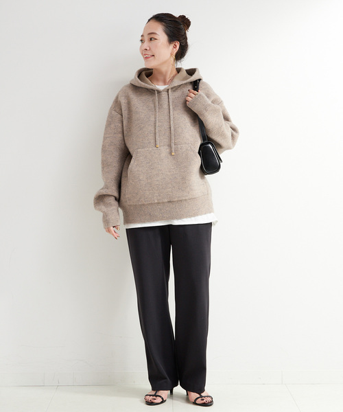 Simplicite（サンプリシテ）の「手洗い可 / カラーネップフードプルオーバー（ニット/セーター・レディース・ブラウン/ライトグリーン/アイボリー・FREE）」の14枚目の写真